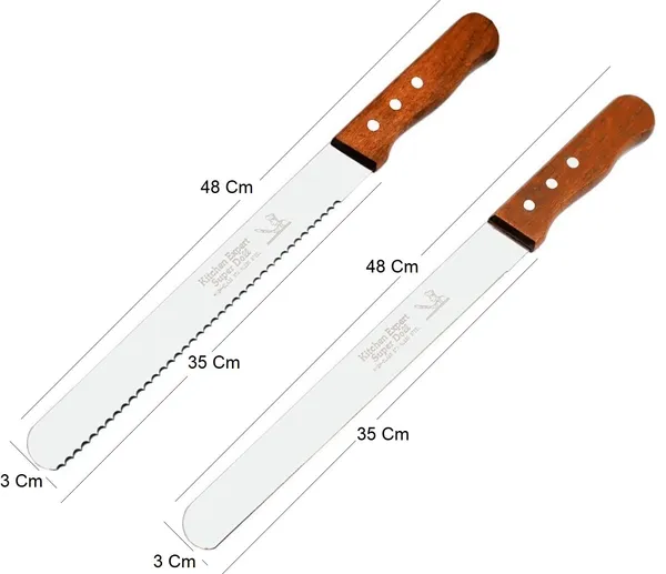 Pack_of_2,_14_Inch_Stainless_Steel_With_wooden_Handle_Plain_and_Coarsed_Bread_Knife,_Pastry,_Cake_Knife
