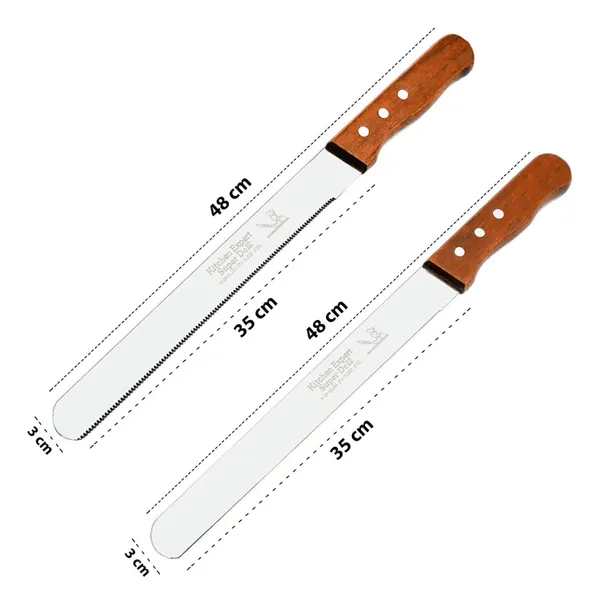 Pack_of_2,_14_Inch_Stainless_Steel_With_wooden_Handle_Serrated_and_Plain_Bread_Knife,_Pastry,_Cake_Knife