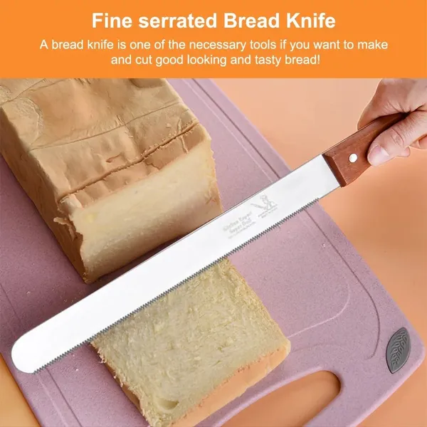 Pack_of_2,_14_Inch_Stainless_Steel_With_wooden_Handle_Serrated_and_Plain_Bread_Knife,_Pastry,_Cake_Knife