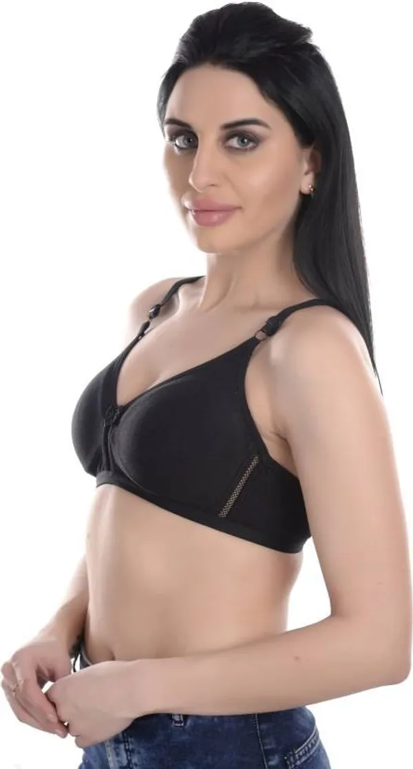 Black_Full_Coverage_Wirefree_Seamless_Cotton_Blend_Bra_For_Women