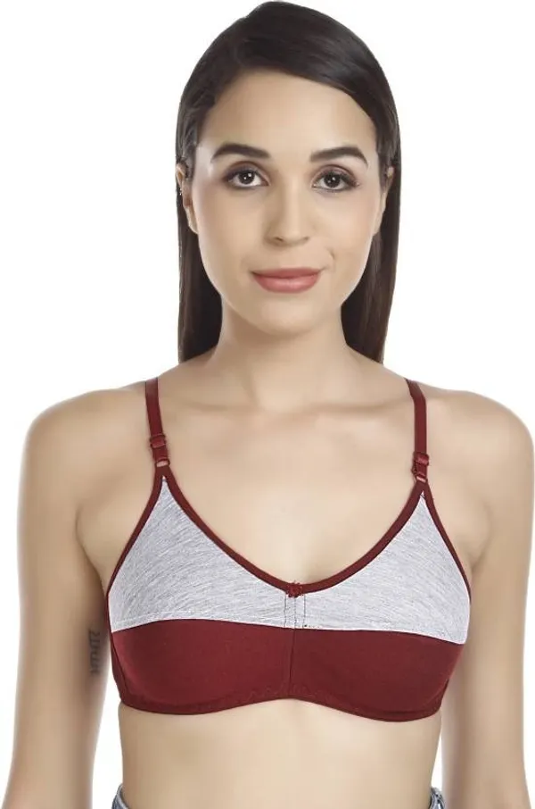 Maroon_Cotton_Wirefree_Colorblock_Seamless_Non-Padded_Bra