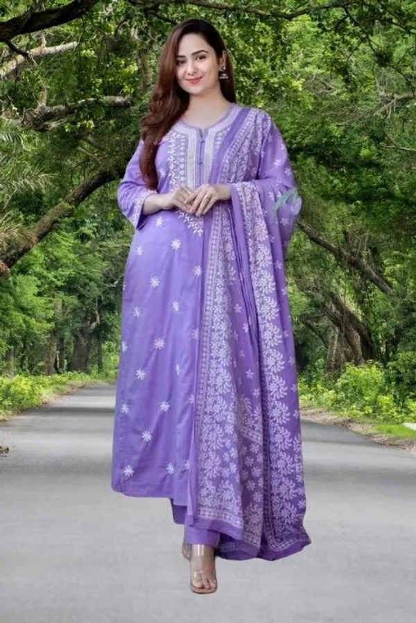 Purple_Ethnic_Viscose_Rayon_Round_Neck_Women'S_Kurta_For_Formal,_Festive_And_Party