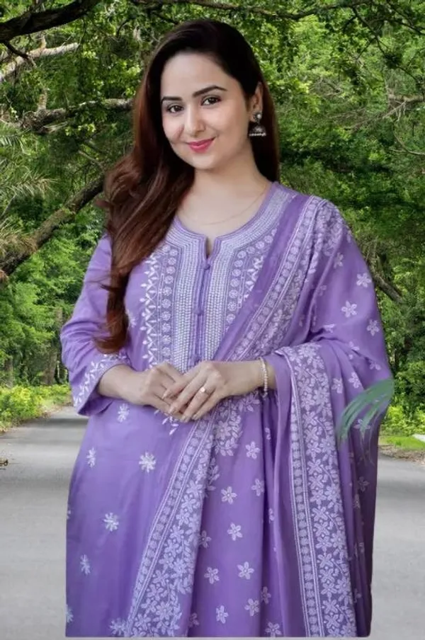 Purple_Ethnic_Viscose_Rayon_Round_Neck_Women'S_Kurta_For_Formal,_Festive_And_Party