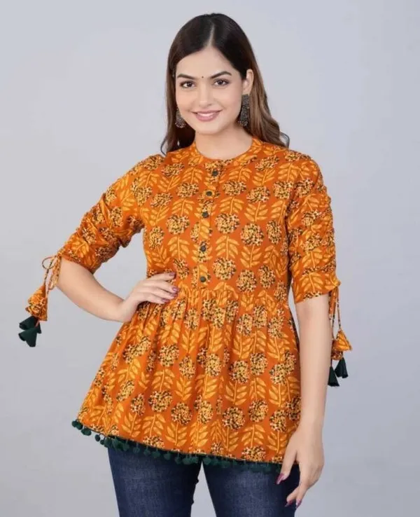 Yellow_Viscose_Rayon_Regular_Fit_Casual_Mandarin_Collar_Top