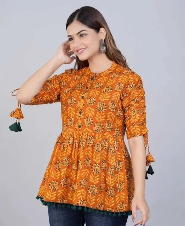 Yellow_Viscose_Rayon_Regular_Fit_Casual_Mandarin_Collar_Top