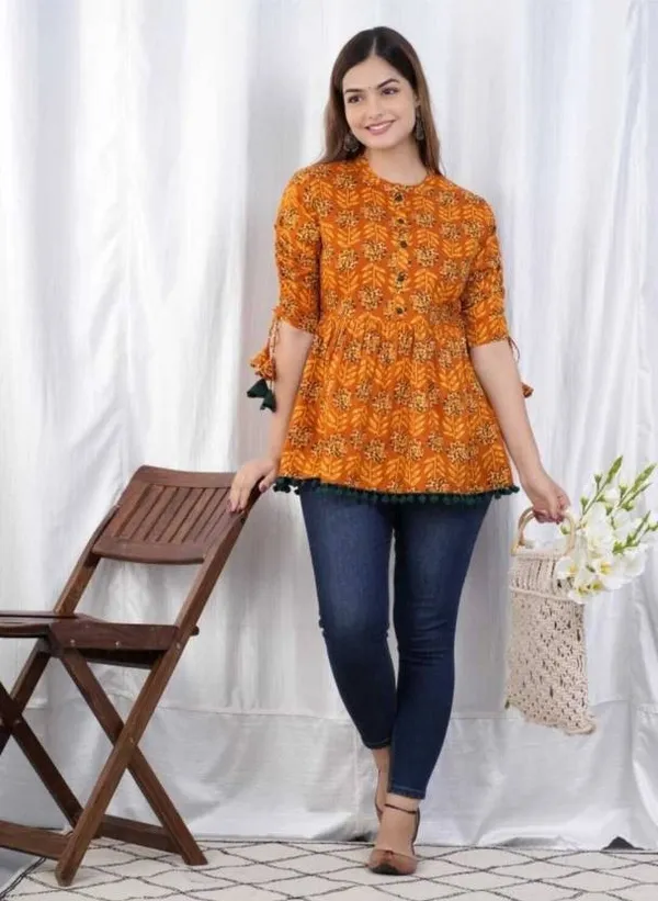Yellow_Viscose_Rayon_Regular_Fit_Casual_Mandarin_Collar_Top