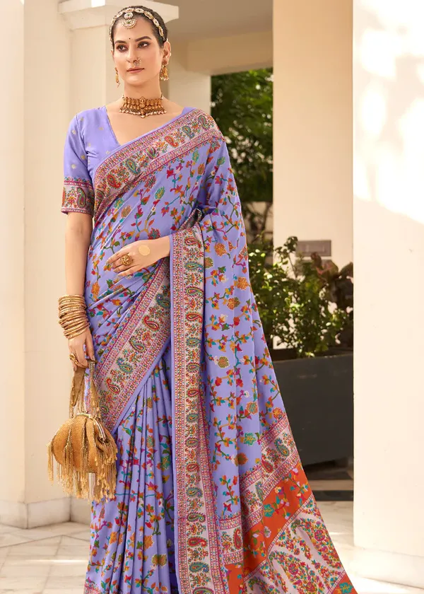 Purple_Chanderi_Silk_Floral_Print_Party_Wear_Saree_WIth_Unstiched_Blouse