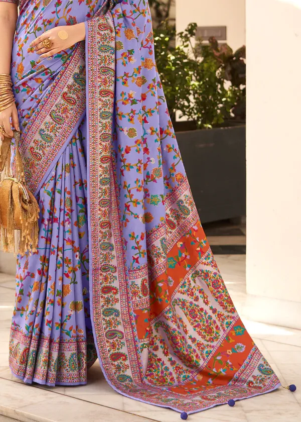 Purple_Chanderi_Silk_Floral_Print_Party_Wear_Saree_WIth_Unstiched_Blouse