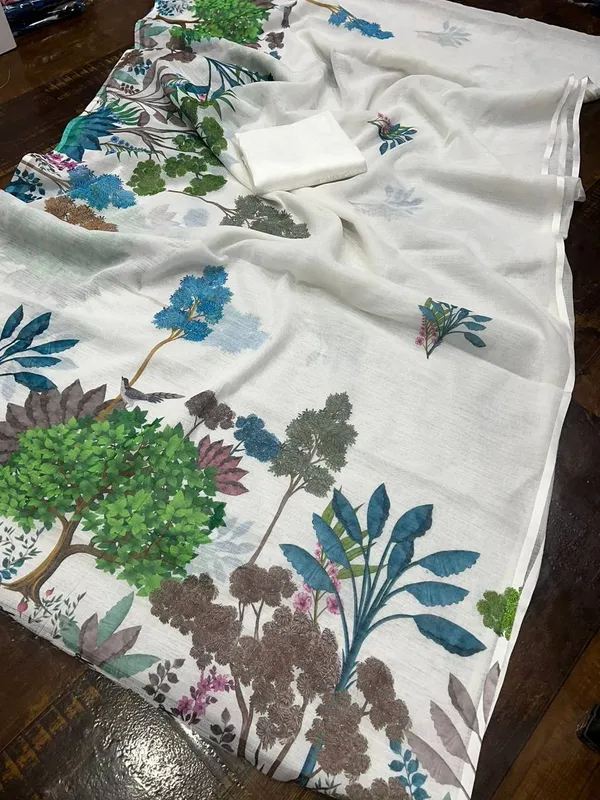 White_Linen_Digital_Printed_Festive_Or_Wedding_Wear_Saree