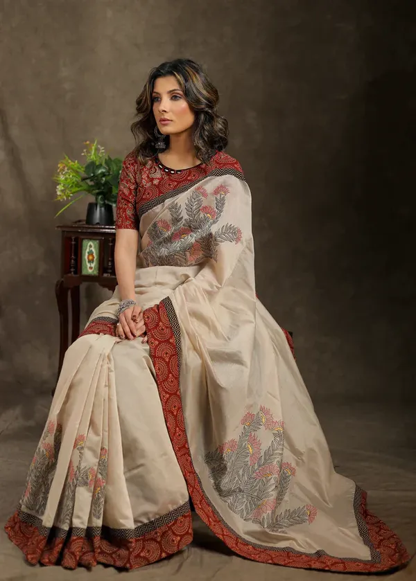 Cream_Color_Printed_Festive_Or_Wedding_Wear_Saree