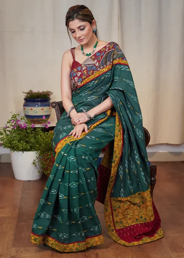 Green_Printed_Festive_Or_Wedding_Wear_Saree