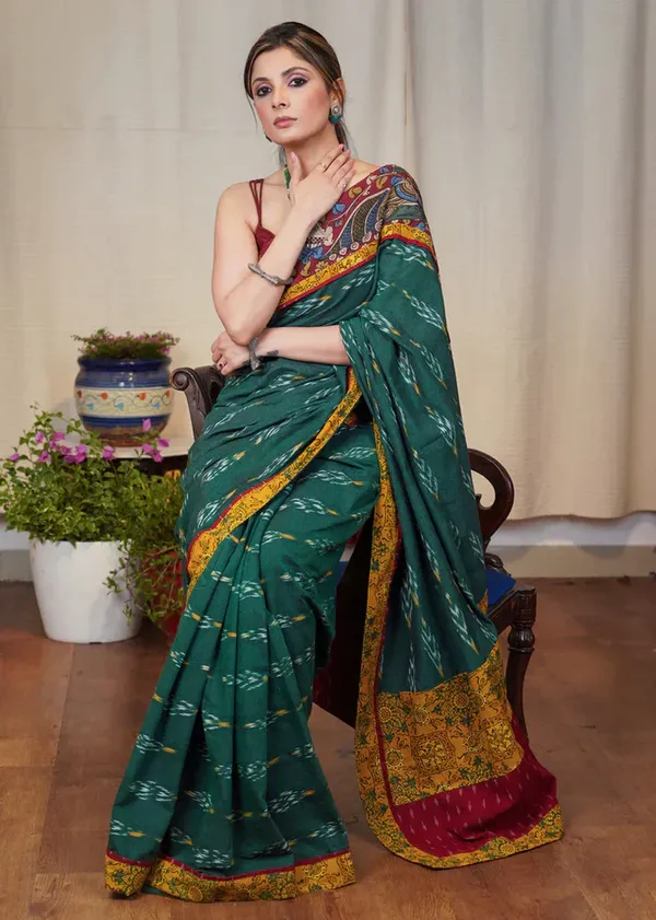 Green_Printed_Festive_Or_Wedding_Wear_Saree