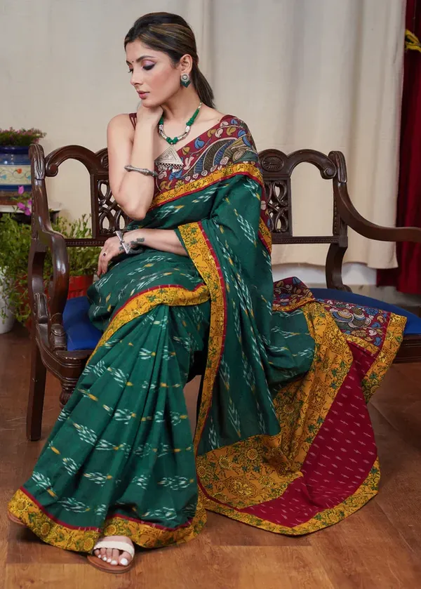 Green_Printed_Festive_Or_Wedding_Wear_Saree