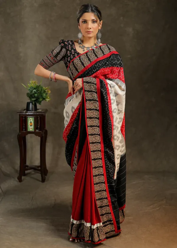 Red_&_White_Color_Printed_Festive_Or_Wedding_Wear_Saree