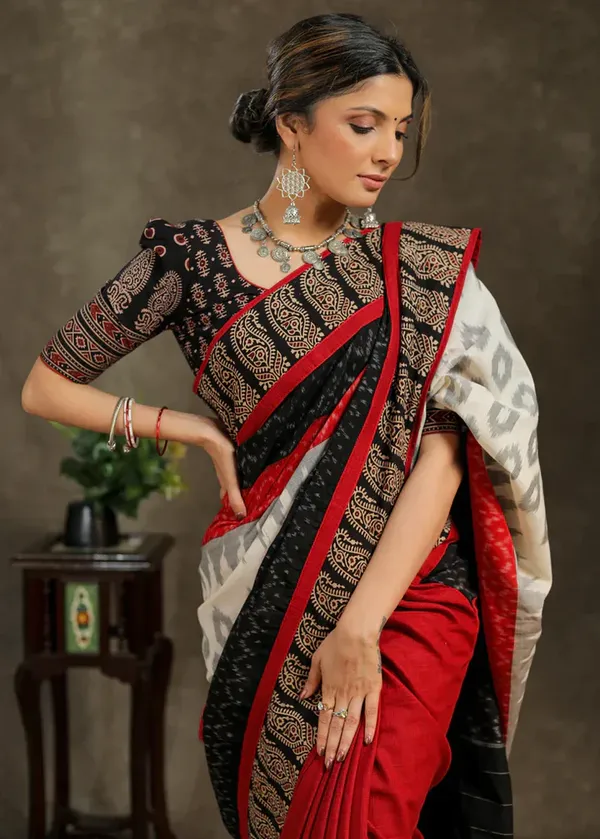 Red_&_White_Color_Printed_Festive_Or_Wedding_Wear_Saree