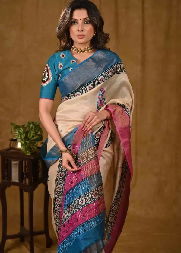 Pink_And_Blue_Printed_Festive_Or_Wedding_Wear_Saree