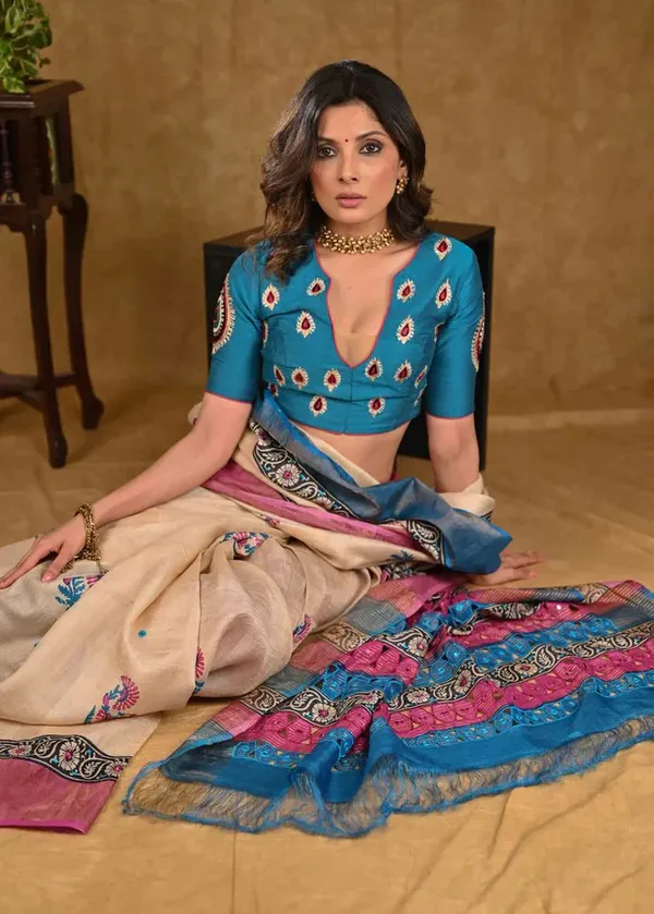 Pink_And_Blue_Printed_Festive_Or_Wedding_Wear_Saree