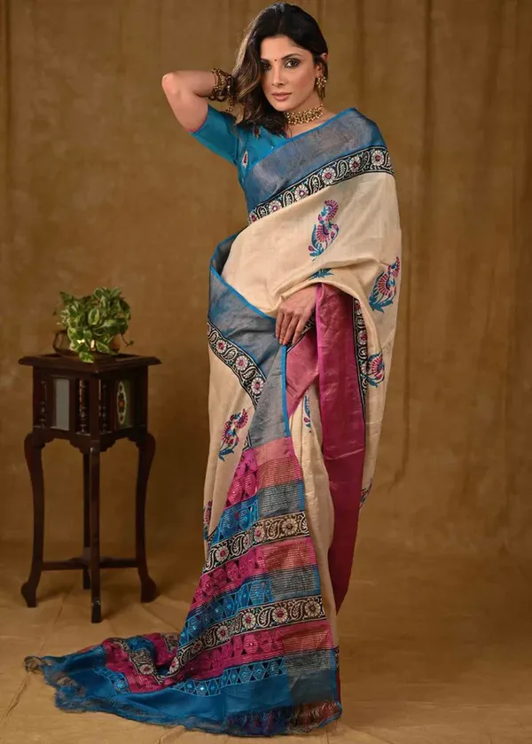 Pink_And_Blue_Printed_Festive_Or_Wedding_Wear_Saree