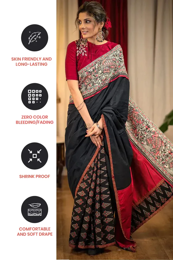 Black_And_Red_Printed_Festive_Or_Wedding_Wear_Saree