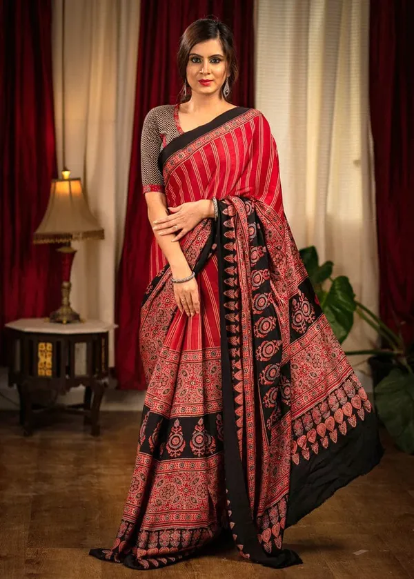 Red_And_Black_Digital_Printed_Festive_Or_Wedding_Wear_Saree