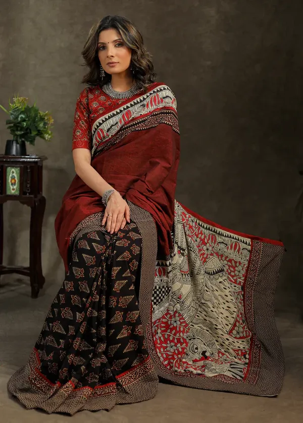 Red-Black_Color_Printed_Festive_Or_Wedding_Wear_Saree