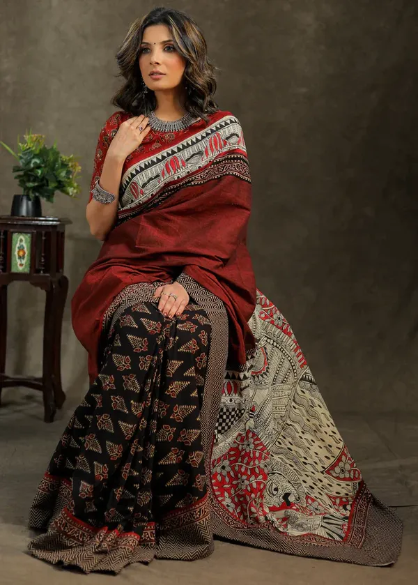 Red-Black_Color_Printed_Festive_Or_Wedding_Wear_Saree