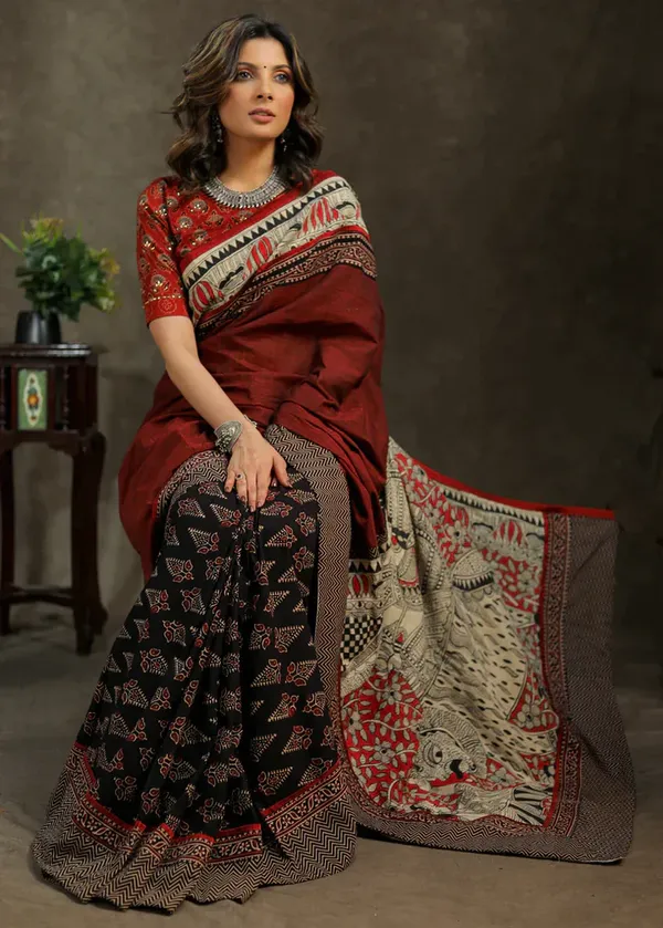 Red-Black_Color_Printed_Festive_Or_Wedding_Wear_Saree