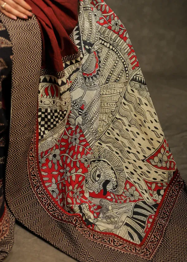 Red-Black_Color_Printed_Festive_Or_Wedding_Wear_Saree