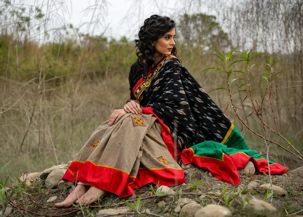 Black__&_Beige_Printed_Festive_Or_Wedding_Wear_Saree