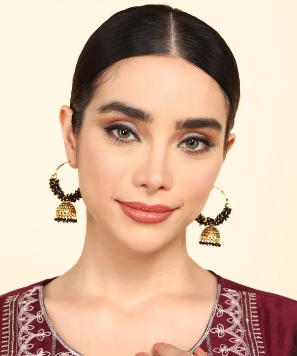Black_Pearl_Attached_Black_Color_Hoop_Jhumka_Earrings_For_Girls_And_Women
