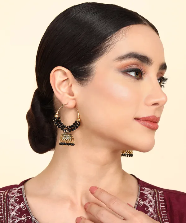 Black_Pearl_Attached_Black_Color_Hoop_Jhumka_Earrings_For_Girls_And_Women