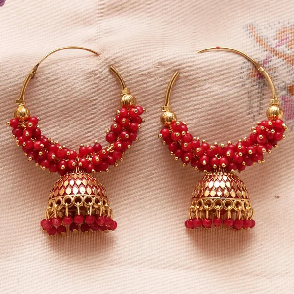 Red_Pearl_Attached_Red_Color_Hoop_Jhumka_Earrings_For_Girls_And_Women