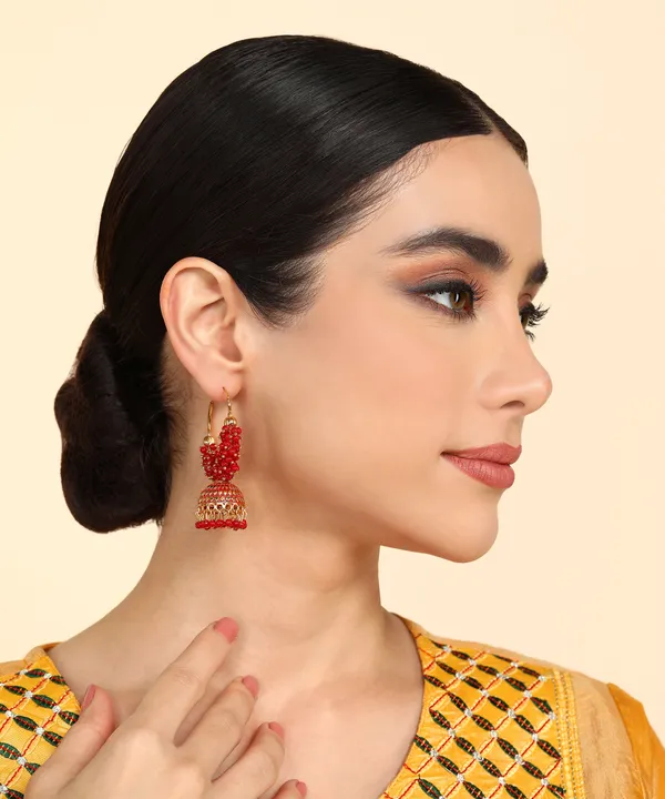 Red_Pearl_Attached_Red_Color_Hoop_Jhumka_Earrings_For_Girls_And_Women