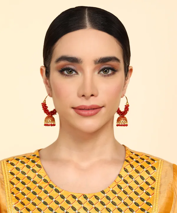 Red_Pearl_Attached_Red_Color_Hoop_Jhumka_Earrings_For_Girls_And_Women
