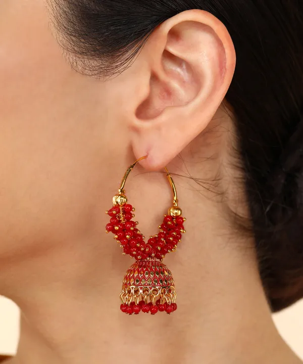 Red_Pearl_Attached_Red_Color_Hoop_Jhumka_Earrings_For_Girls_And_Women