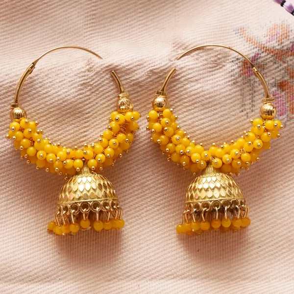 Yellow_Pearl_Attached_Yellow_Color_Hoop_Jhumka_Earrings_For_Girls_And_Women