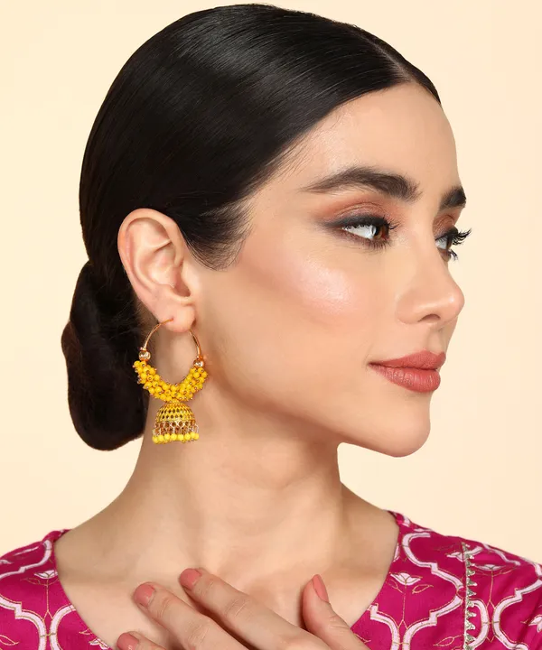 Yellow_Pearl_Attached_Yellow_Color_Hoop_Jhumka_Earrings_For_Girls_And_Women