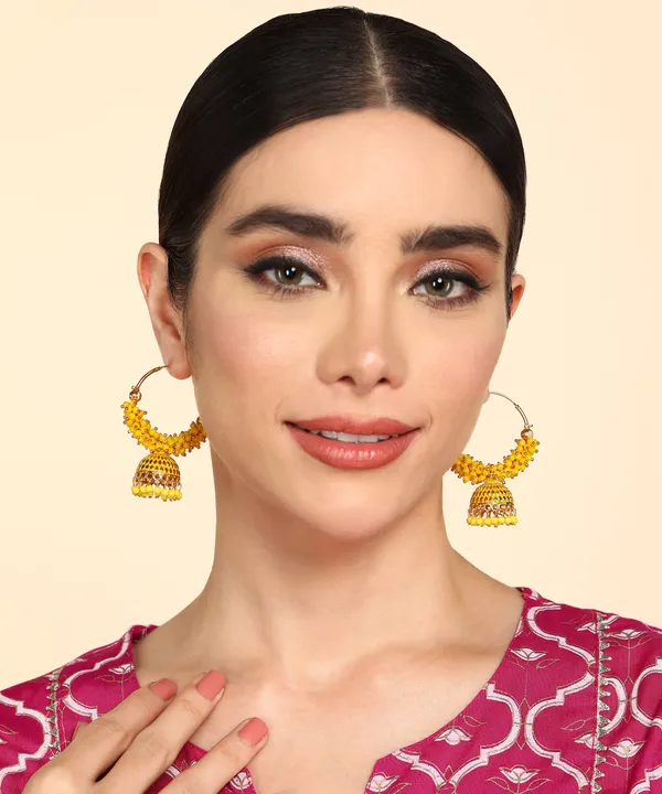 Yellow_Pearl_Attached_Yellow_Color_Hoop_Jhumka_Earrings_For_Girls_And_Women