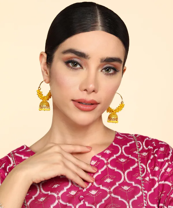 Yellow_Pearl_Attached_Yellow_Color_Hoop_Jhumka_Earrings_For_Girls_And_Women