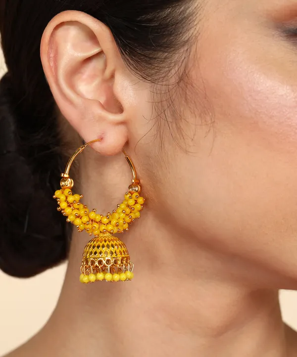 Yellow_Pearl_Attached_Yellow_Color_Hoop_Jhumka_Earrings_For_Girls_And_Women