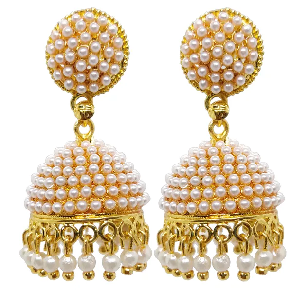 White_Pearl_Embedded_Jhumka_Earrings_For_Girls