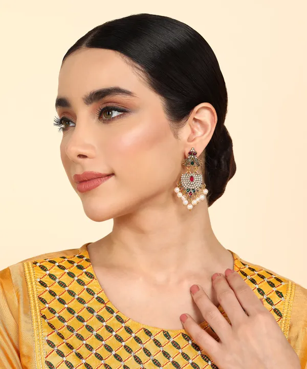Gold_Pearl_Studded_Earrings_For_Girls_And_Women