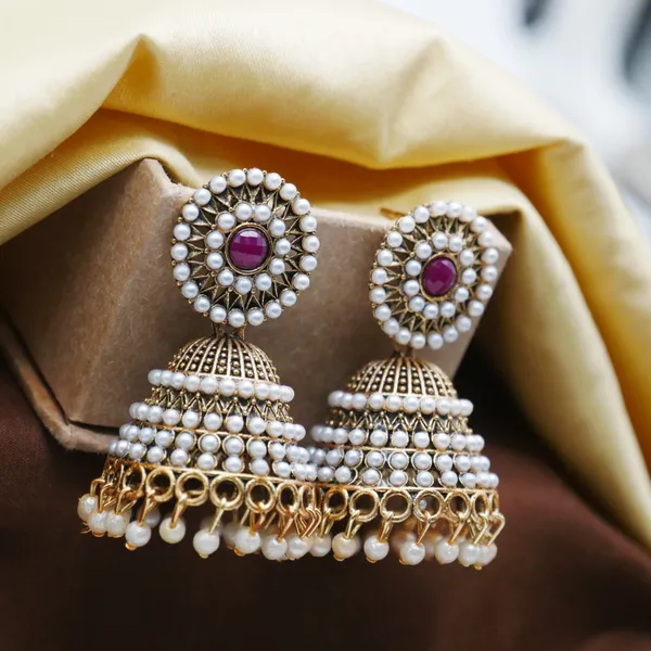 Pearl_Studded_Jhumka_earrings_for_Girls.