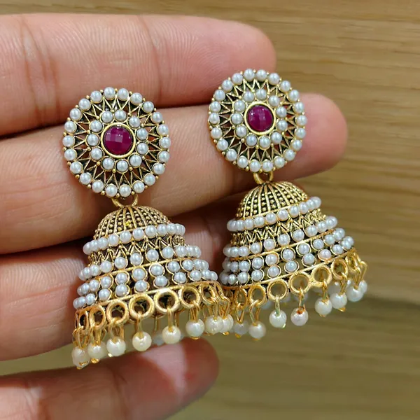 Pearl_Studded_Jhumka_earrings_for_Girls.