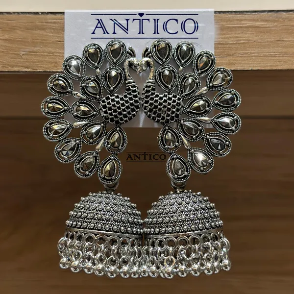 Silver_Oxidized_Peacock_Jhumka_Earrings_For_Girls_And_Women.
