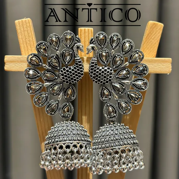Silver_Oxidized_Peacock_Jhumka_Earrings_For_Girls_And_Women.