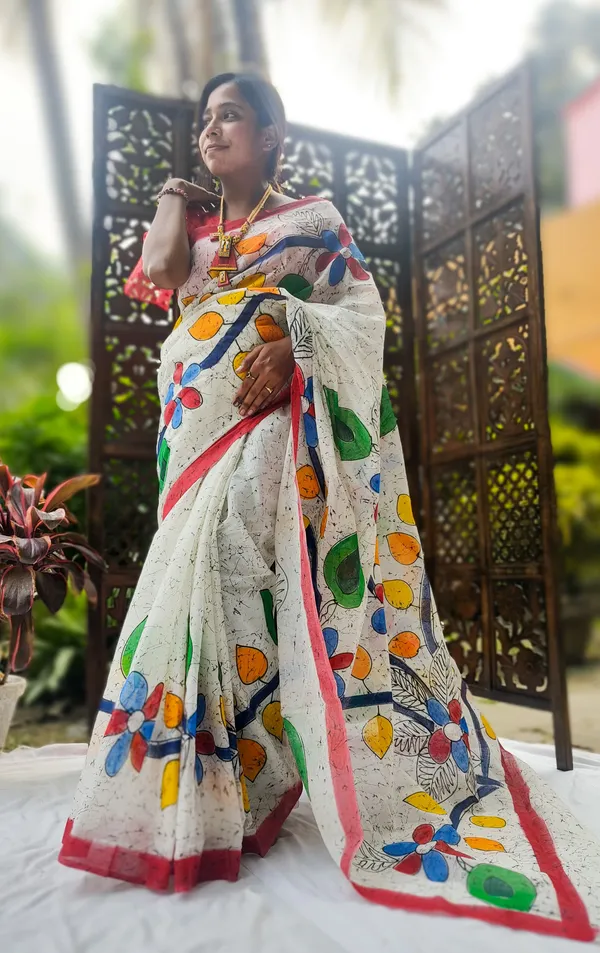 Momchitra_BATIK_Saree_With_Blouse_Piece