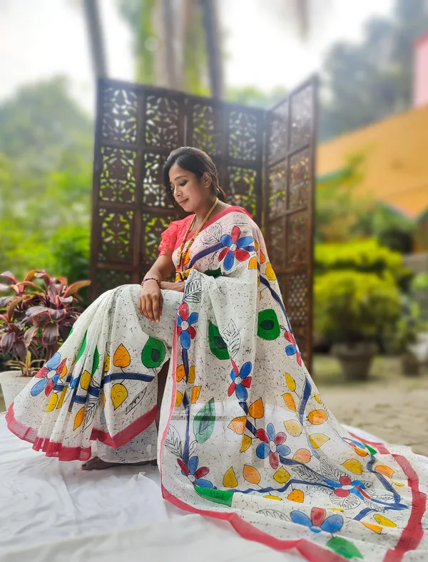 Momchitra_BATIK_Saree_With_Blouse_Piece