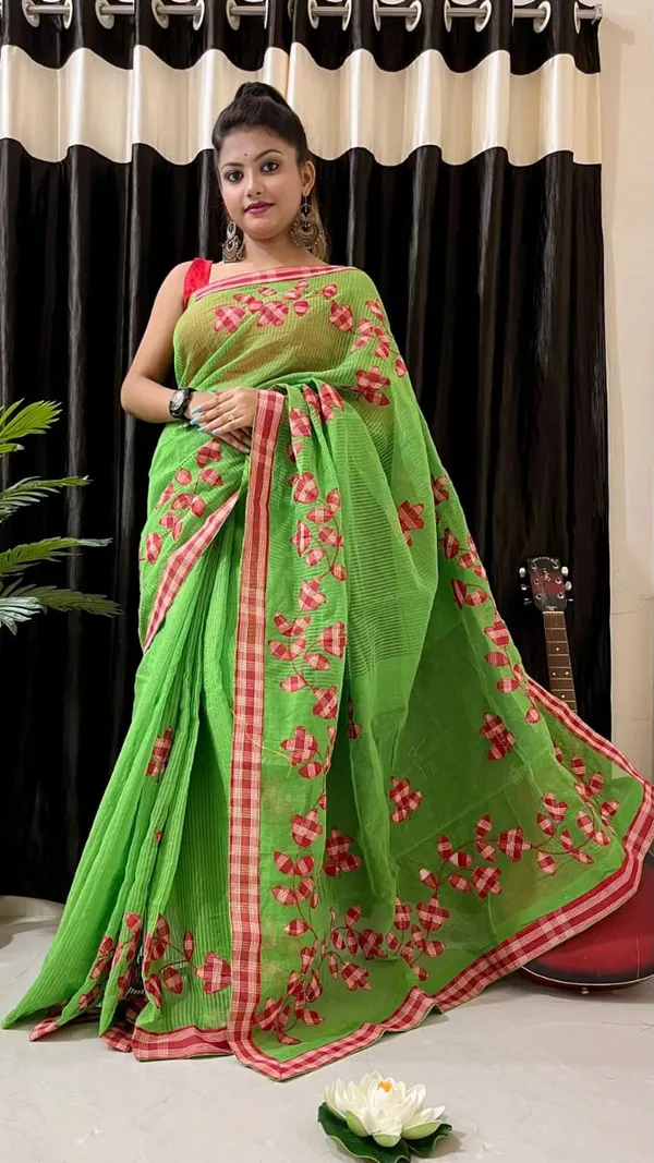 Bulsari_Green_Noyel_Kota_Applique_Work_Saree