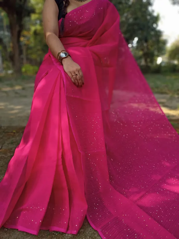 Pink_Cotton_Silk_Sequence_Handloom_Saree